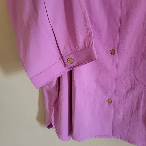 2 for $30 Catherine's Blouse Women's‎ 3X Purple Button Up V Neck Boho NEW - Picture 4 of 8